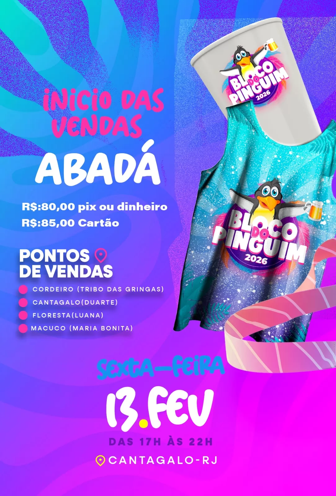 Bloco Pinguim volta com tudo no Carnaval de Cantagalo em 2026